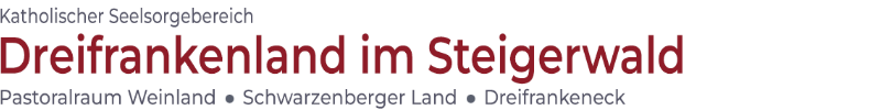 Schriftzug im Kopf der Homepage des Seelsorgebereichs Dreifrankenland im Steigerwald